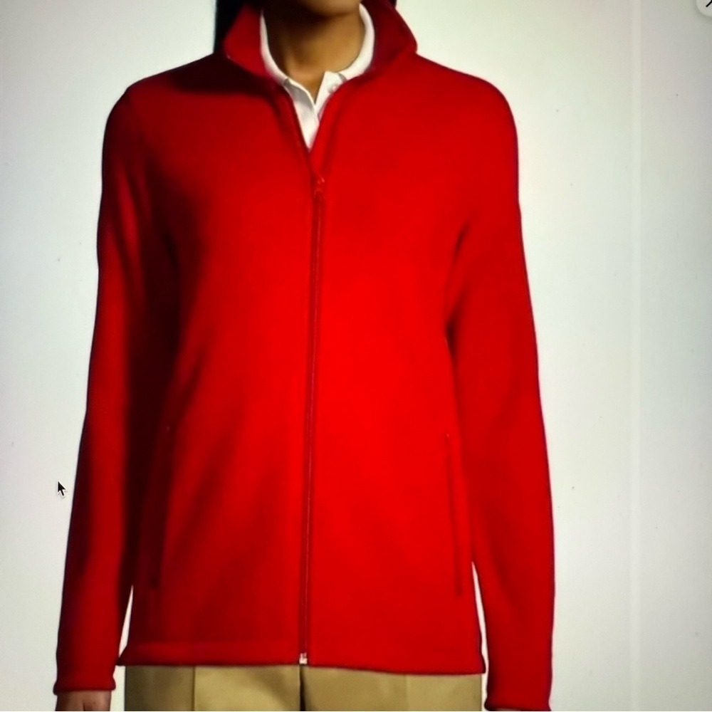 Lands'‎ End red woman's fleece jacket size large